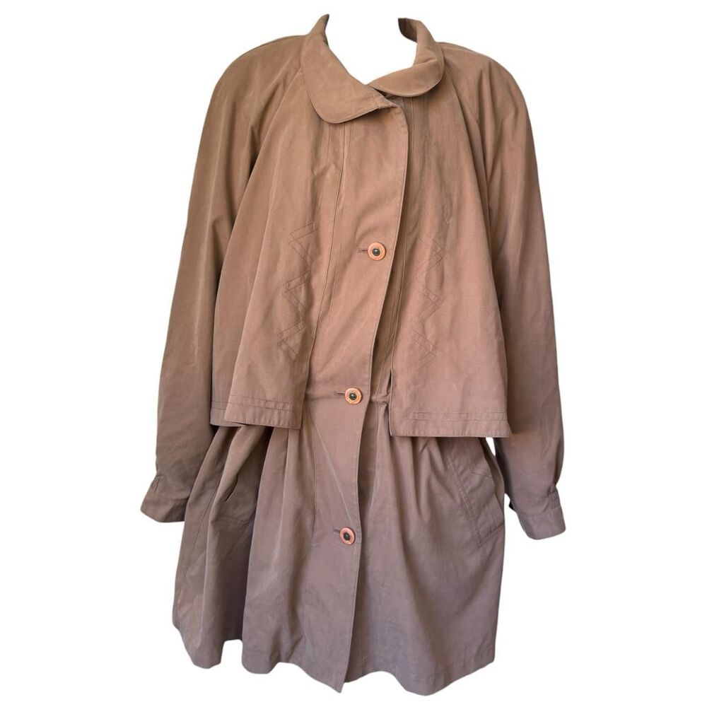 Jacqueline Ferrar tan & brown jacket with button-up front and pockets, size 3X